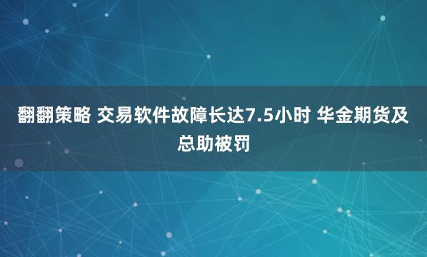 翻翻策略 交易软件故障长达7.5小时 华金期货及总助被罚