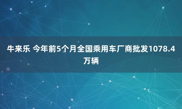 牛来乐 今年前5个月全国乘用车厂商批发1078.4万辆