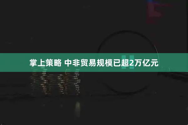 掌上策略 中非贸易规模已超2万亿元